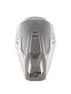 Alpinestars S-M5 Solid Helmet ECE 22.06, Motocross Helmet, White Glossy, overhead view showing top air vents and black logo on the visor tip