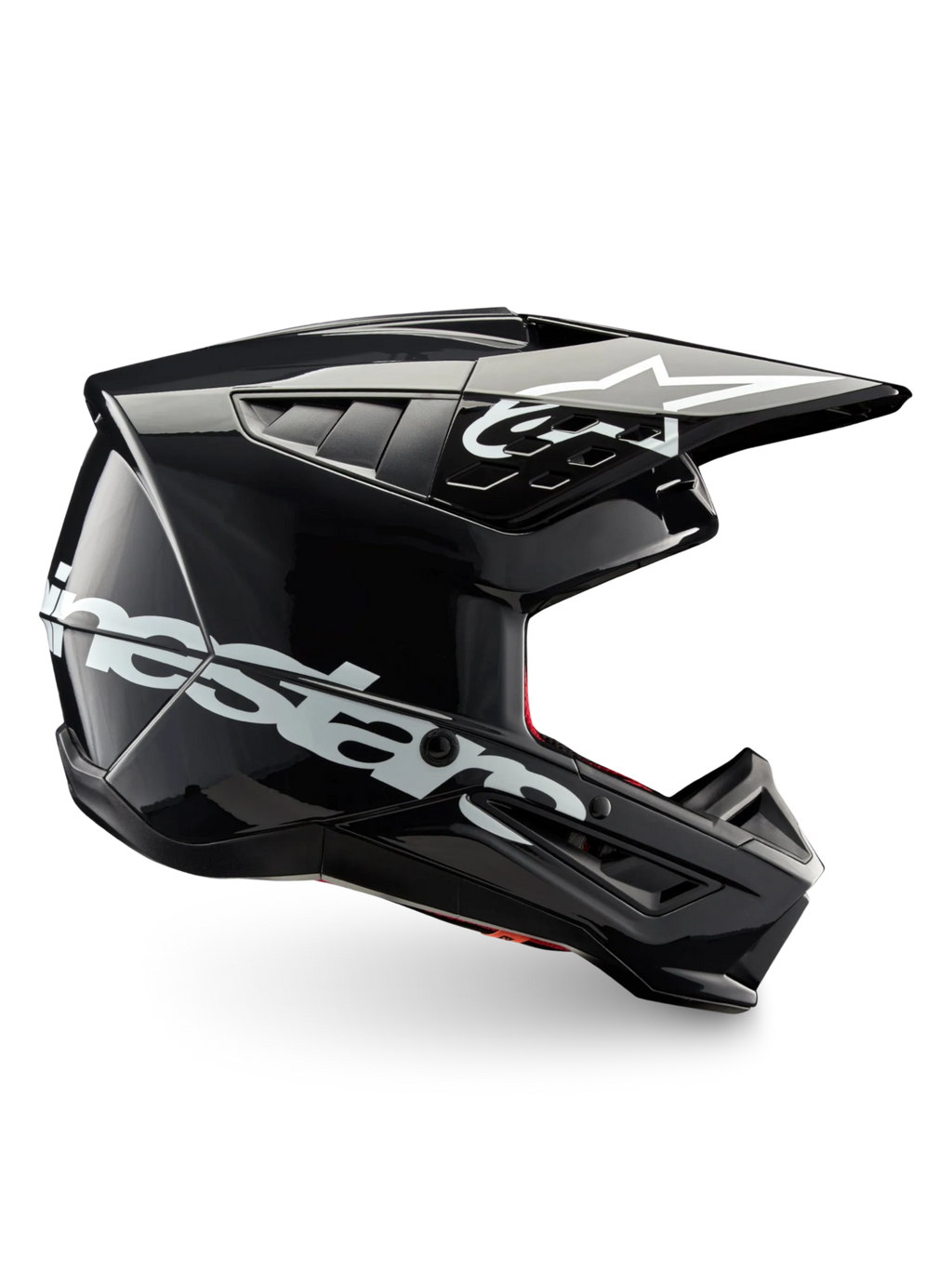 Alpinestars S-M5 Corp motocrosshelm in donkergrijs glanzend, ECE-gecertificeerd met een lichtgewicht thermoplastische schaal.