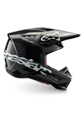 Alpinestars S-M5 Corp motocrosshelm in donkergrijs glanzend, ECE-gecertificeerd met een lichtgewicht thermoplastische schaal.