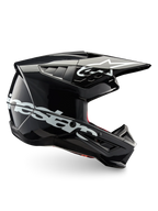 Alpinestars S-M5 Corp motocrosshelm in donkergrijs glanzend, ECE-gecertificeerd met een lichtgewicht thermoplastische schaal.