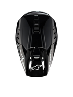 Alpinestars S-M5 Corp motocrosshelm, donkergrijs glanzend, ECE 22.06-gecertificeerd, bovenaanzicht met ventilatie.