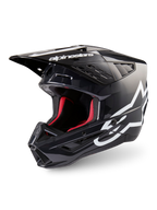 Alpinestars S-M5 Corp helm, motocrosshelm, donkergrijs glanzend en wit, rode binnenvoering, ECE 22.06-gecertificeerd