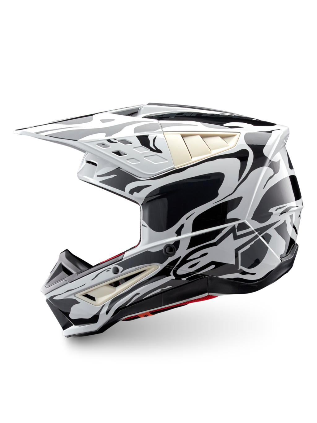 Alpinestars S-M5 Mineral helm, off-road motocrosshelm in koel grijs en donkergrijs glanzend, ECE 22.06-gecertificeerd.