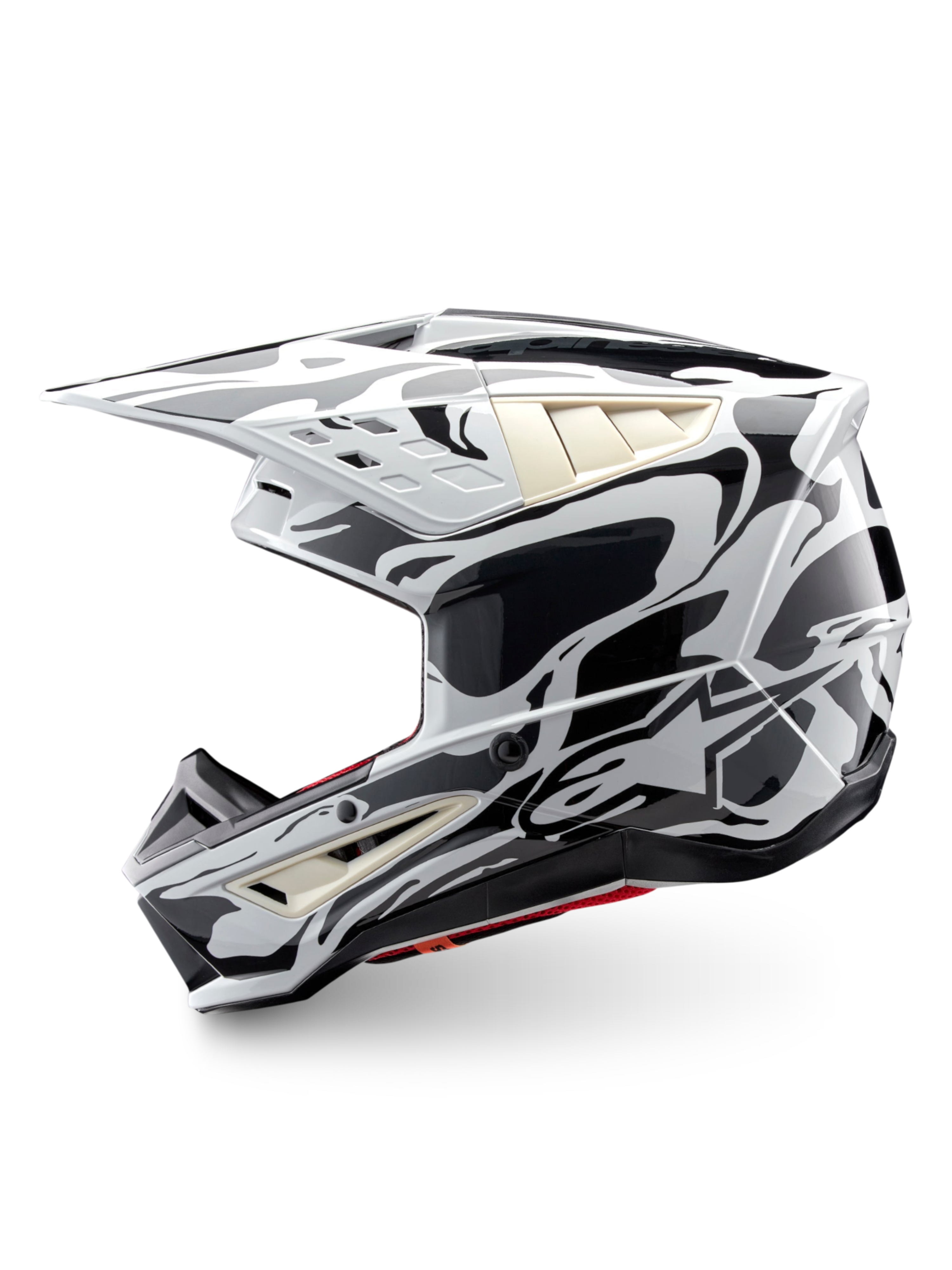 Alpinestars S-M5 Mineral helm, off-road motocrosshelm in koel grijs en donkergrijs glanzend, ECE 22.06-gecertificeerd.