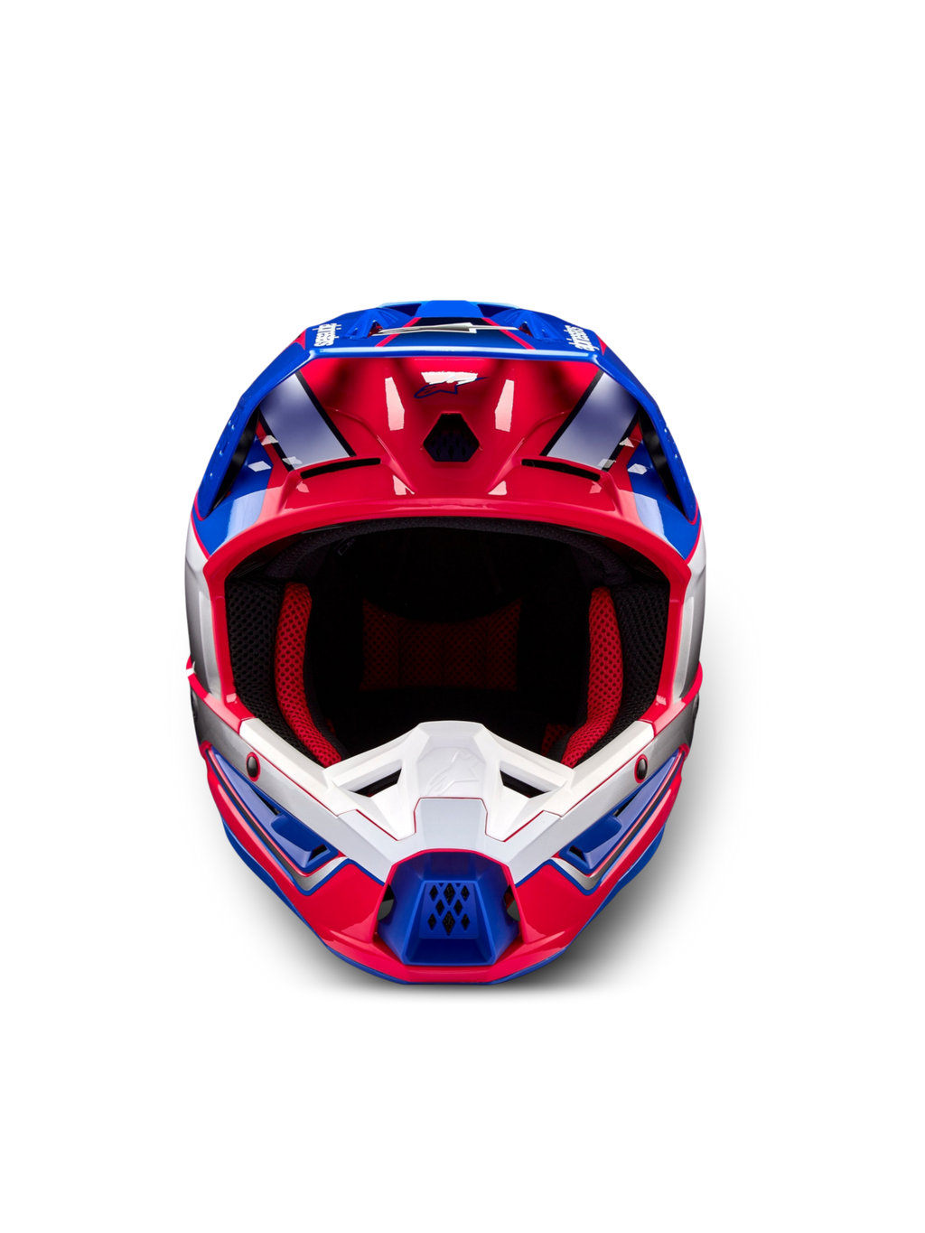 Alpinestars S-M5 Sail motocrosshelm, off-road helm in wit, roze en blauw, ECE 22.06-gecertificeerd.