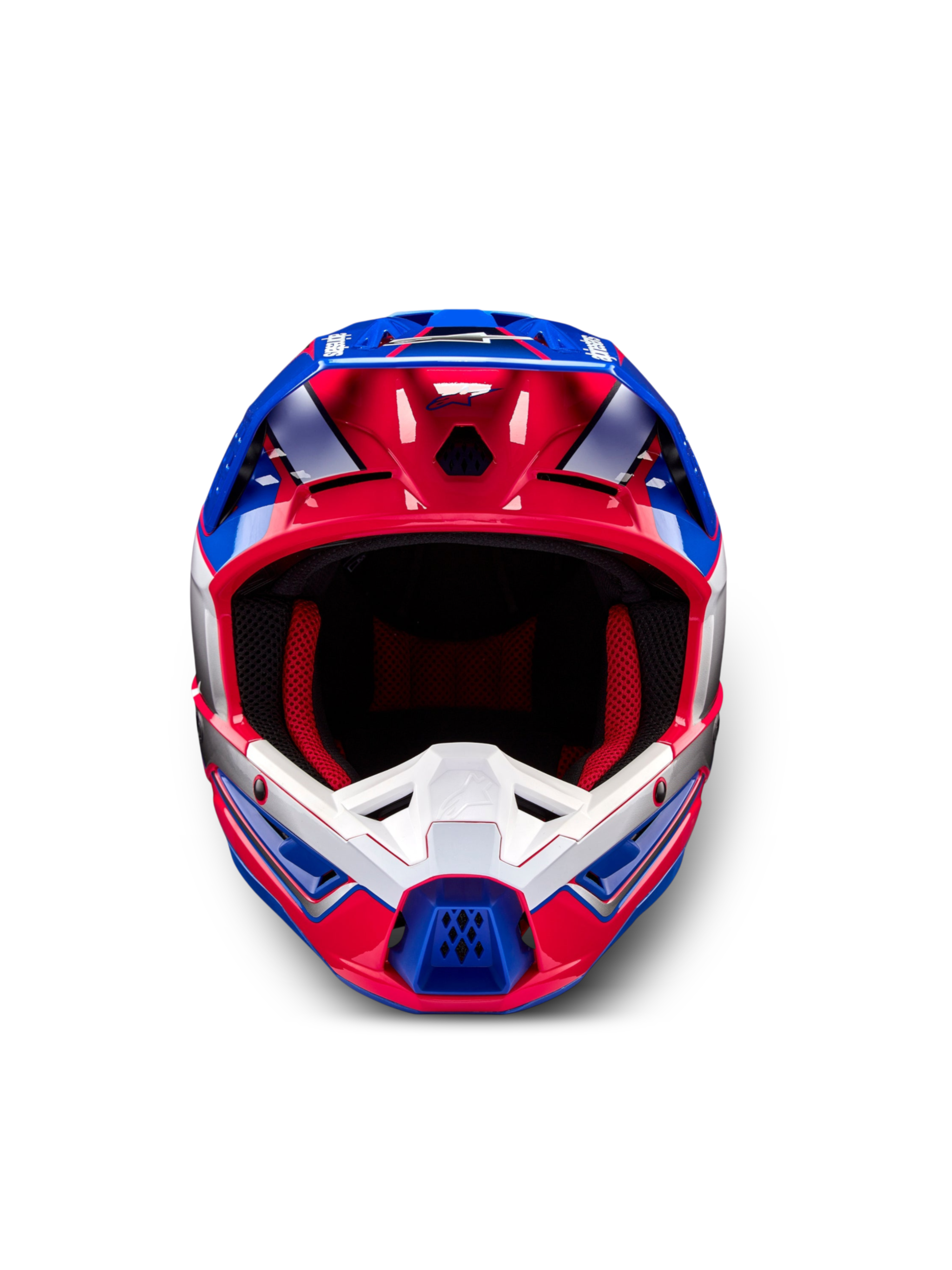 Alpinestars S-M5 Sail motocrosshelm, off-road helm in wit, roze en blauw, ECE 22.06-gecertificeerd.
