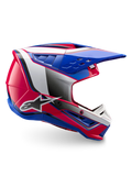 Alpinestars S-M5 Sail helm, ECE 22.06 motorcrosshelm in wit, diva roze en email blauw, glanzende afwerking.