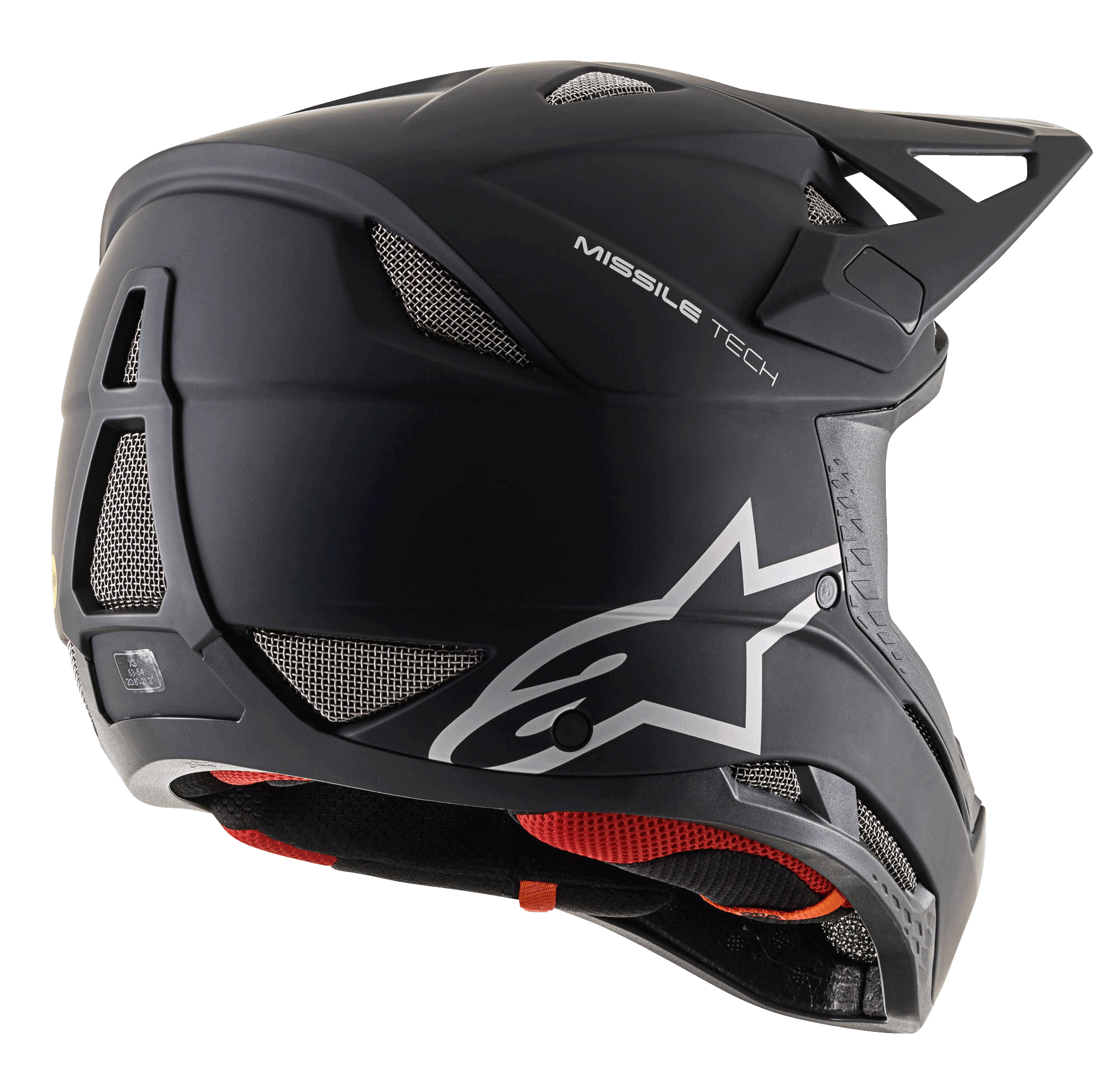 Missile Tech Solid Helmet, matte black full-face downhill MTB helmet with mesh vents and Alpinestars logo.