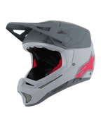 Alpinestars Missile Tech Racer Helmet, Full-Face MTB Helmet, Light Gray and Dark Gray Matte with Pink Astars Logo, Aerodynamic Visor, Multiple Mesh Vents, Black and Red Interior Padding, Downhill Mountain Biking Gear