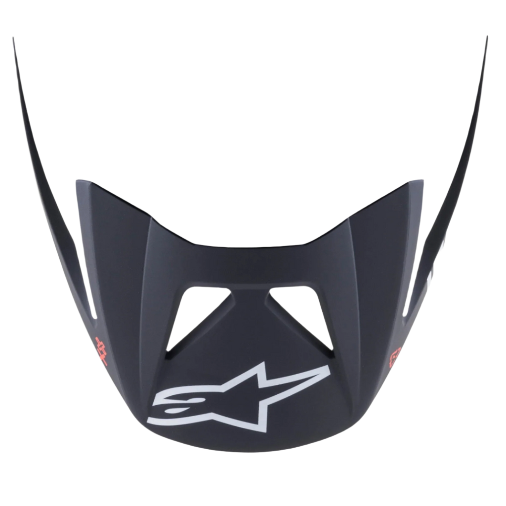 Alpinestars Vizier Vector Tech A1, vervangend vizier voor fietshelm, zwart lichtgrijs mat, met wit A-star logo op de voorkant, duurzame kunststof constructie voor MTB trail- en enduro-gebruik