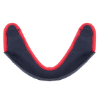 Alpinestars Supertech R10 Chin Curtain, Helmet Accessory, dark gray fabric with a prominent red stitched border and a curved black plastic edge, official replacement part for S-R10 helmets