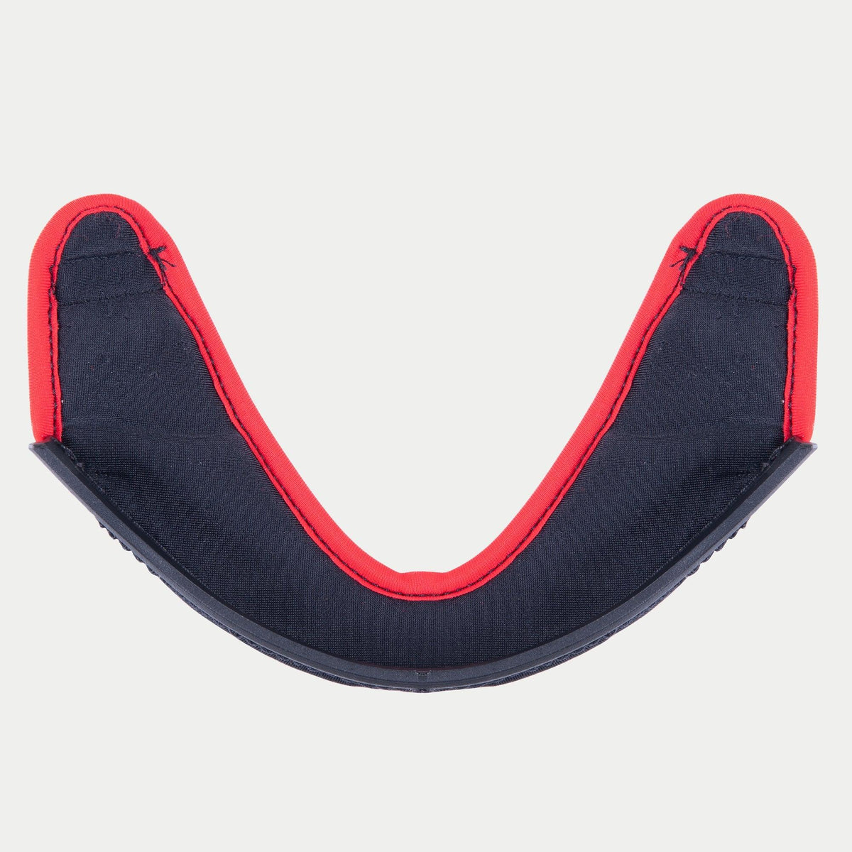 Alpinestars Supertech R10 Chin Curtain, helmet accessory, black fabric with bright red trim, curved U-shape design, official replacement part for S-R10 motorcycle helmets