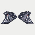 Alpinestars Supertech R10 Shield Mechanism, Helmet Accessory, Black, pair of replacement visor mechanisms for S-R10 helmets, intricate black plastic components with visible metal and orange mechanical parts, essential hardware for helmet shield operation.