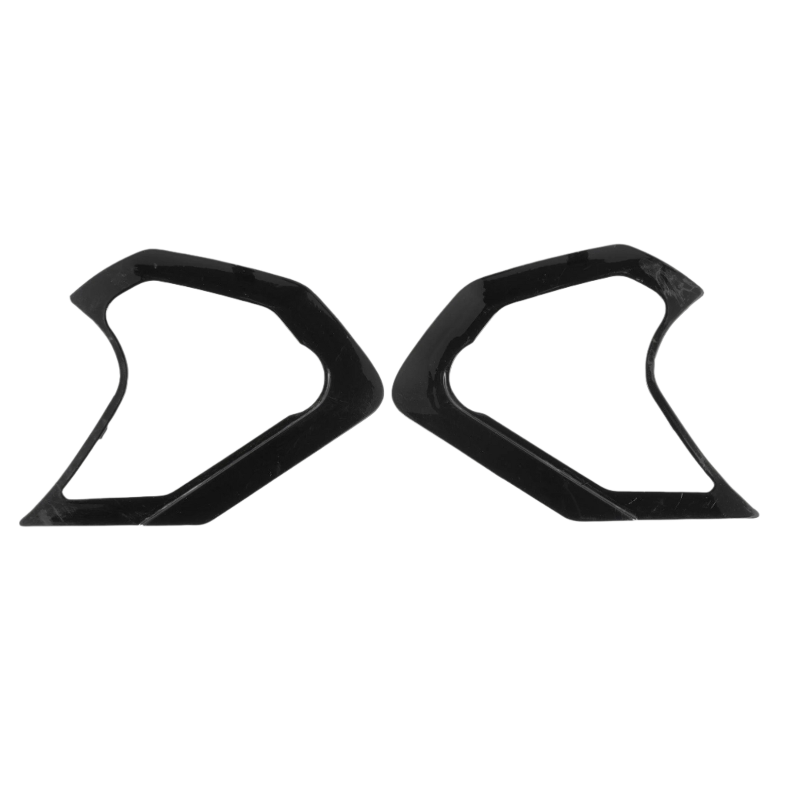 Alpinestars Supertech R10 Shield Mechanism Cover, Black Glossy, pair of plastic replacement components for visor mechanism, geometric shape with cutouts, official replacement part for S-R10 helmets