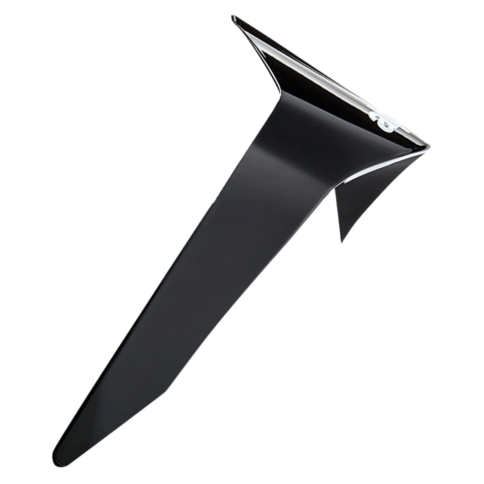 Alpinestars Supertech R10 Solid Standard Spoiler, Helmet Accessory, Solid Black Glossy, aerodynamic replacement part for S-R10 motorcycle helmets, featuring a sleek angular design with a glossy finish