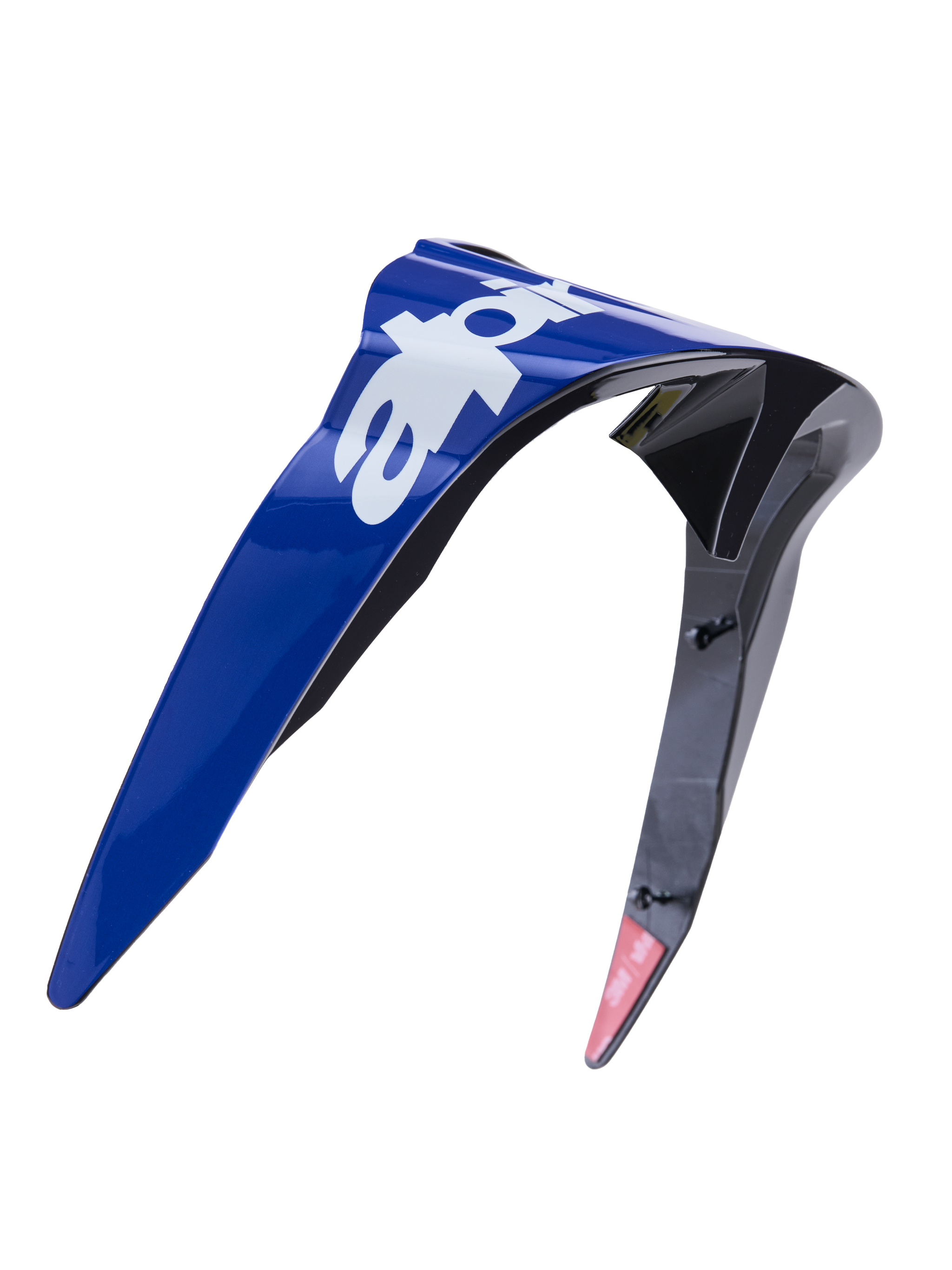 Alpinestars Supertech R10 Arius Standard Spoiler, helmaccessoire, glanzend blauw en zwart met witte logo's, aerodynamisch gevormd kunststof ontwerp, vervangingsonderdeel voor motorracehelmen