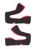 Alpinestars S-M5 22.06 Regular wangkussenset, vervangende helmvulling, zwart en rood, zachte schuimvulling met rode mesh-afwerking, oranje merk-tags, motorhelm accessoires