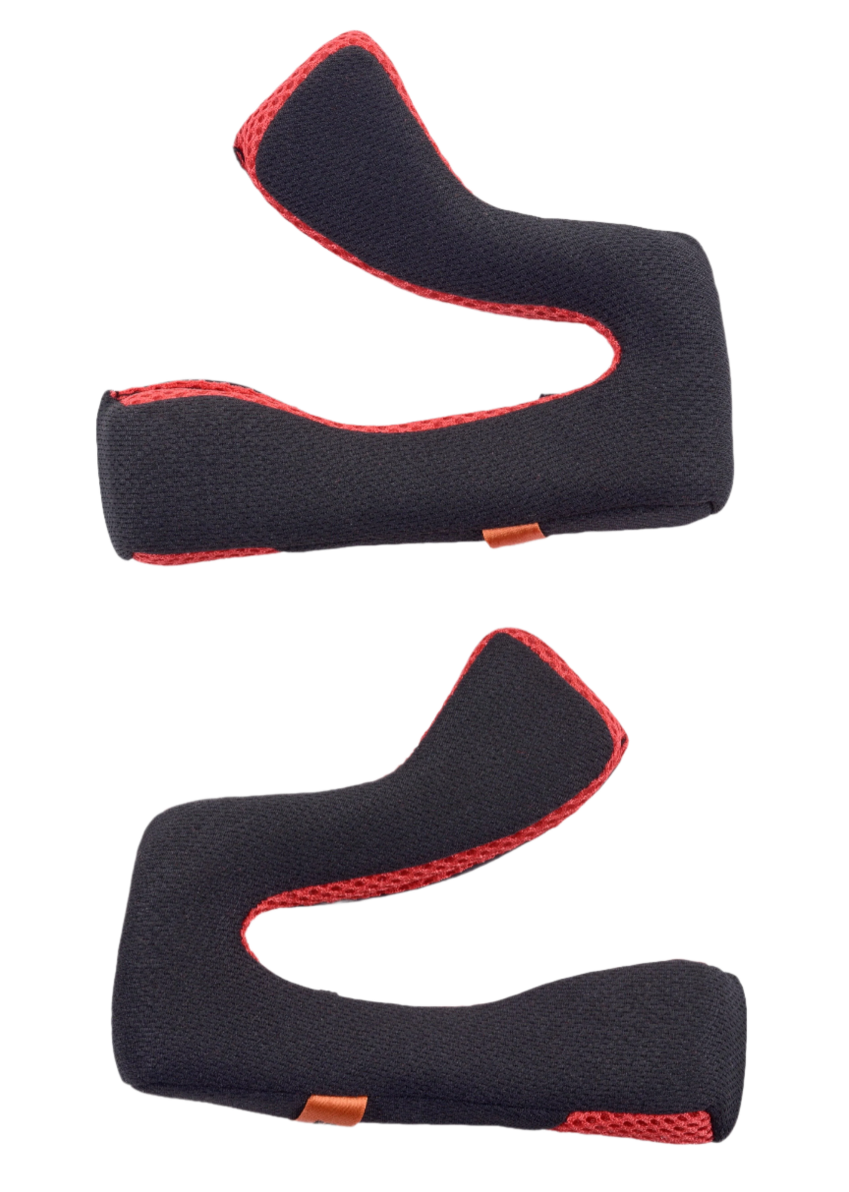 Alpinestars S-M5 reserve wangkussens, helmaccessoire, zwart en rood, set van twee ergonomische binnenkussens, ademende mesh-constructie met rode bies, ontworpen voor comfort en een goede pasvorm in de motocrosshelm