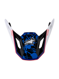 Alpinestars S-M7 Blaster vizier, reserveklep voor motorcrosshelm, wit, blauw en rood met glanzende splatter-print.