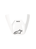 Alpinestars S-M3 Solid ECE06 vizier, glanzend witte vervangingsklep voor motorcrosshelmen, voorzien van zwart SM3-logo en Alpinestars-sterlogo, hoekig en aerodynamisch ontwerp voor off-road prestaties