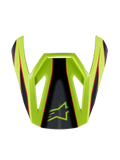 Alpinestars S-M3 Youth Fray vizier, motorcrosshelm vizier, fluorgeel en zwart met rode accenten, glanzende afwerking, hoekig ontwerp met het Alpinestars sterlogo, officieel vervangingsonderdeel voor jeugd racehelmen