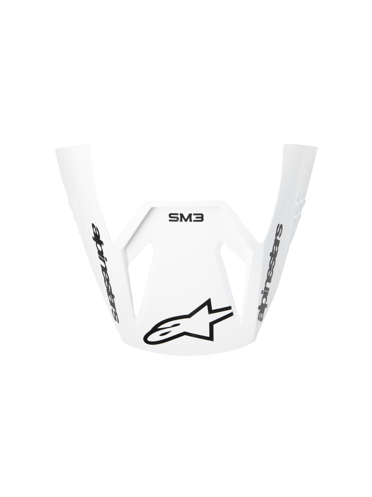 Alpinestars S-M3 Radium ECE06 Visor, White, Motorcycle Helmet Replacement Visor, curved aerodynamic design with black Alpinestars logos and SM3 branding, durable plastic for motocross performance