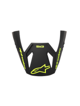 Alpinestars S-M3 Radium ECE06 Vizier, vervangvizier voor motorcrosshelm, grijs, zwart en fluogeel mat, voorzien van fluogeel Alpinestars-logo en ster-logo, matte afwerking, aerodynamisch ontwerp voor off-road racing