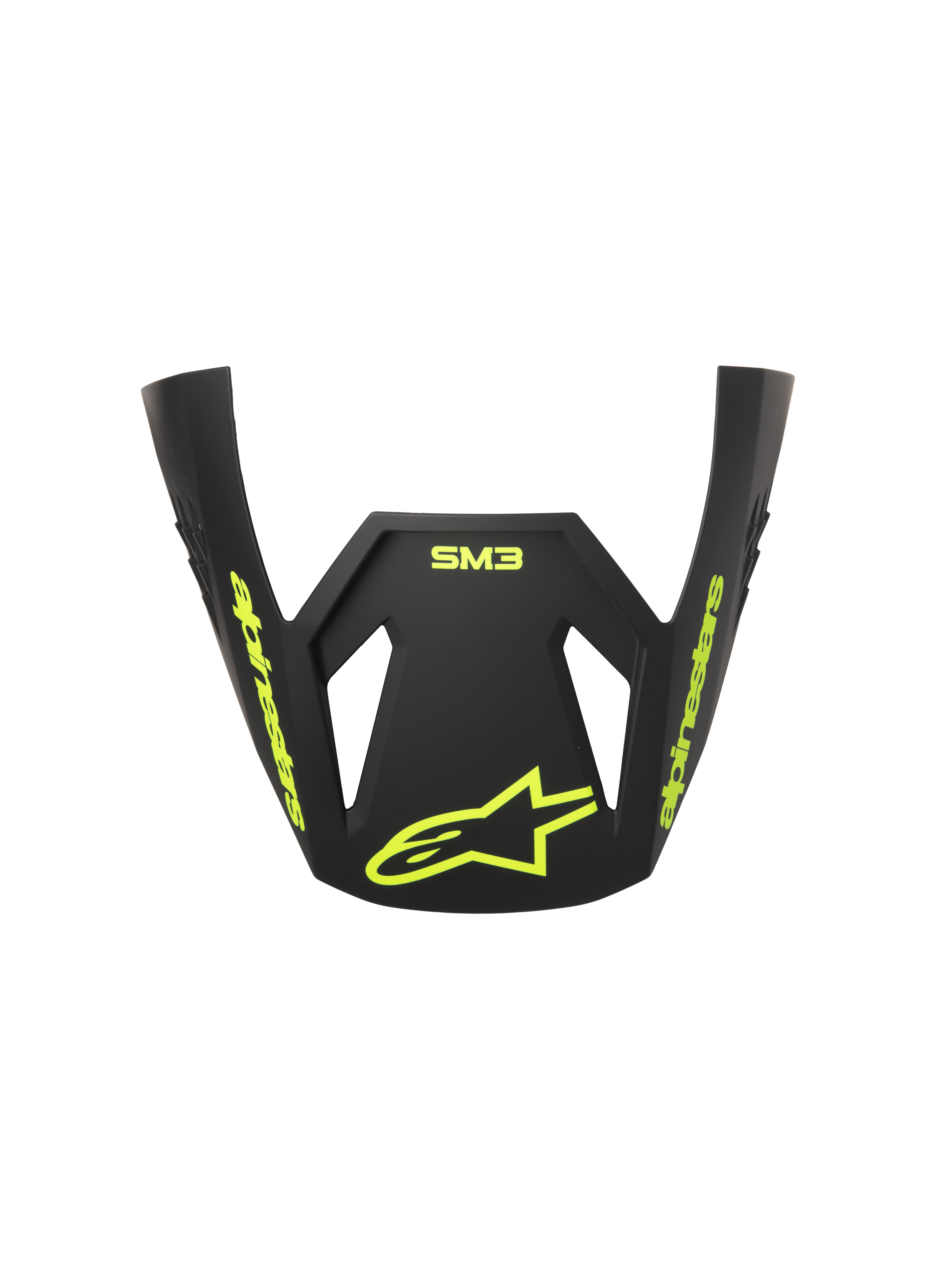 Alpinestars S-M3 Radium ECE06 Vizier, vervangvizier voor motorcrosshelm, grijs, zwart en fluogeel mat, voorzien van fluogeel Alpinestars-logo en ster-logo, matte afwerking, aerodynamisch ontwerp voor off-road racing
