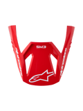 Alpinestars S-M3 Radium vizier, motocrosshelm reserveonderdeel, glanzend rood en wit, voorzien van wit logo en SM3-opdruk.