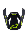 Alpinestars S-M3 Jeugd Radium vizier, vervangend vizier voor motorcrosshelmen, matzwart met fluoriserend gele graphics, voorzien van SM3-logo en Alpinestars-branding, hoekig aerodynamisch ontwerp