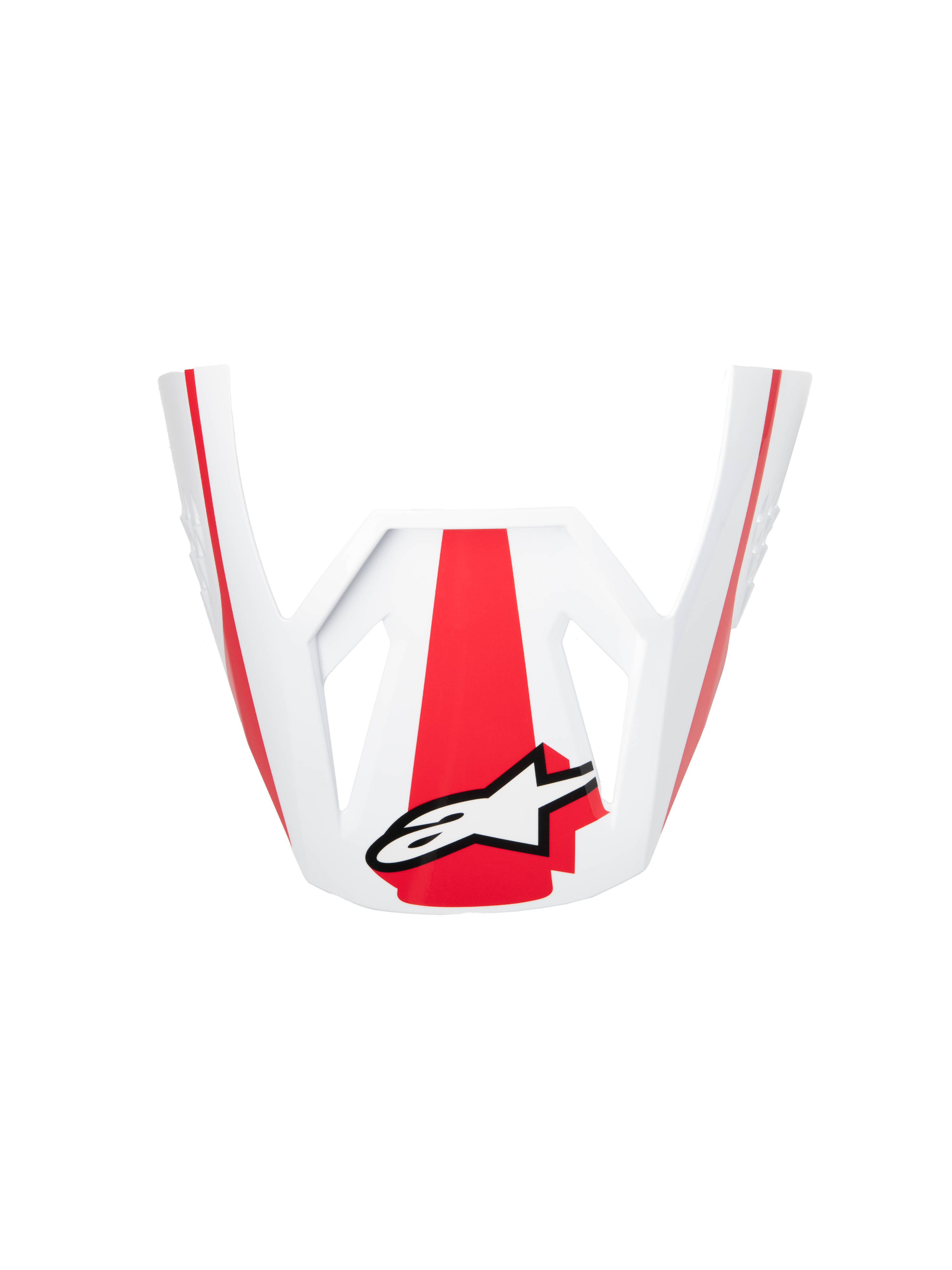 Alpinestars S-M3 Heat ECE06 Vizier, helmaccessoire, rood wit en glanzend zwart, officieel vervangingsonderdeel voor off-road helmen, met opvallende rode graphics en een wit Alpinestars-logo, glanzende afwerking voor motorcrossuitrusting