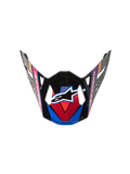 Alpinestars Supertech M10 Era klep, vervangend vizier voor motorcrosshelm, blauw, rood en fluorgeel, glanzend zwarte afwerking met hoekige graphics, wit ster-logo en aerodynamische ventilatieopeningen