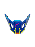 Alpinestars S-M7 Cast vizier, vervangende klep voor motorcrosshelm, glanzend blauw met roze en fluo gele accenten, voorzien van roze sterlogo en SM7-branding, aerodynamisch ontwerp met ventilatieopeningen aan de zijkant