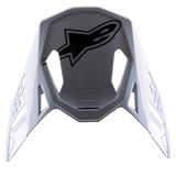 Alpinestars S-M8 Factory Visor, Motocross Helmet Replacement Peak, White with Black Alpinestars logo, glossy finish, aerodynamic design with ventilation cutouts