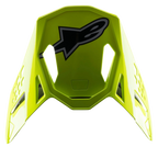 Alpinestars S-M8 Factory vizier, vervangend vizier voor motorcrosshelmen, fel geel fluo, groot zwart en grijs Alpinestars-logo op de bovenkant, glanzende afwerking met aerodynamische uitsparingen, klik-bevestiging voor Supertech M8-helmen