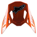 Alpinestars S-M8 Factory vizier, vervangende motorcross helmklep, glanzend oranje met zwart en grijs Astar-logo, klik-accessoire voor off-road racen