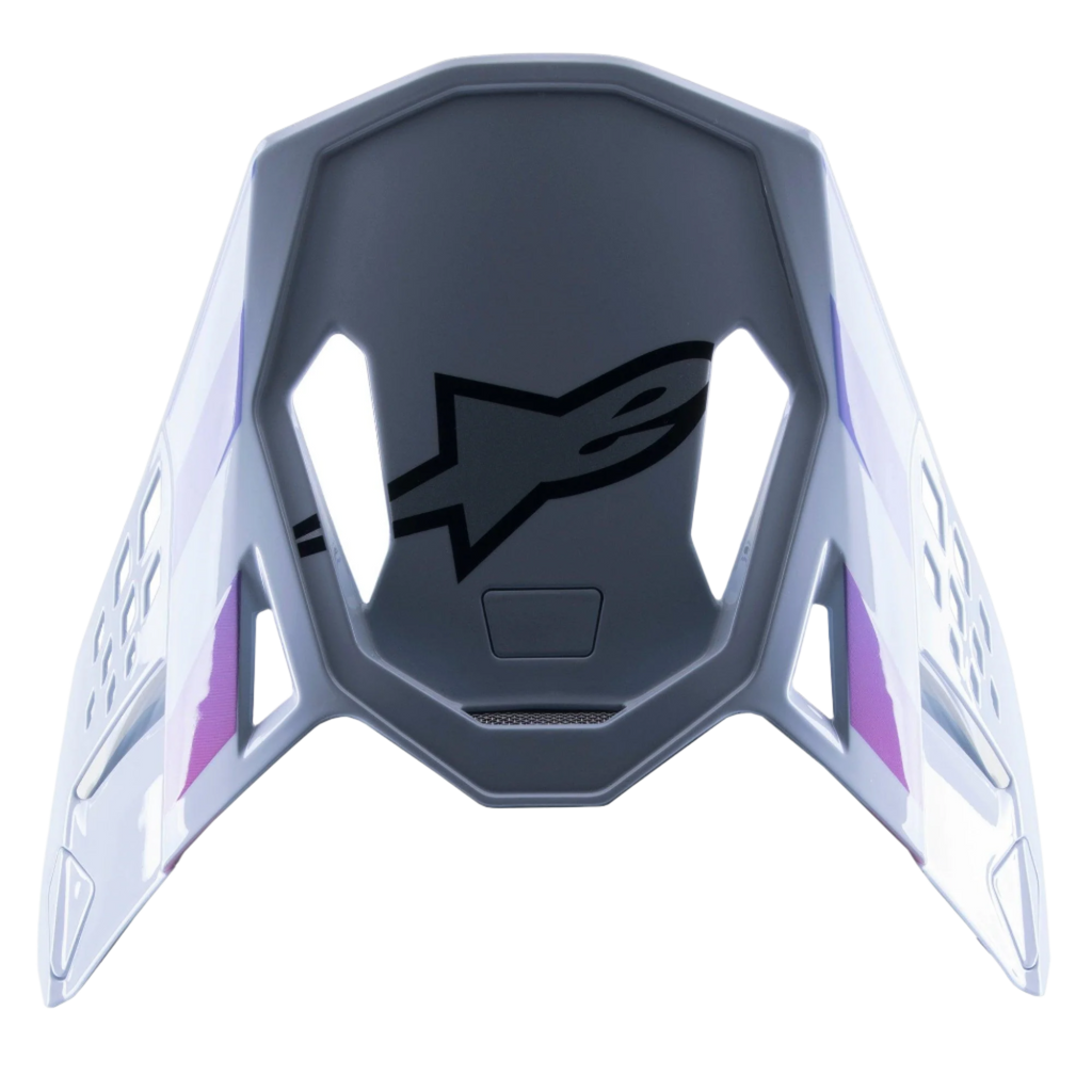 Alpinestars Supertech M10 Daytona 23 LE vizier, vervangende klep voor motorcrosshelm, Haze Gray met Orange Fluo en Rhodamine accenten, aerodynamisch ontwerp met klikbevestiging en een zwart Alpinestars-logo aan de onderkant
