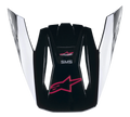 Alpinestars S-M5 Compass vizier, motocross helmklep, Black Diva Pink Glossy, met een roze Astars-logo en witte zij-accenten, vervangend vizier voor Supertech M5 off-road helmen