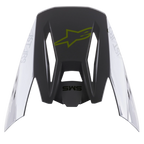 Alpinestars S-M5 Bond vizier, helmaccessoire, Silver Yellow Fluo Glossy, donkergrijs middengedeelte met een geel fluo logo, zilveren zijpanelen met Astars-branding, glanzende afwerking, vervangende klep voor S-M5 motorcrosshelmen