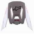 Alpinestars S-M5 Bond White Red Glossy vizier, vervangende motorcross helmklep, glanzend wit met rode ASTARS- en SM5-branding, zwart sterlogo, aerodynamisch ontwerp voor off-road racing
