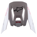 Alpinestars S-M5 Bond White Red Glossy vizier, vervangende motorcross helmklep, voorzien van een glanzend witte afwerking met rode 'SM5' en 'ASTARS' branding, centraal zwart sterlogo, klikaccessoire voor off-road race-uitrusting