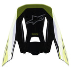 Alpinestars S-M5 Beam-vizier, motorcross helmaccessoire, zwart en fluo geel glanzend, voorzien van S-M5 branding en Alpinestars-logo, glanzende afwerking voor off-road racehelmen