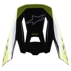 Alpinestars S-M5 Beam vizier, helmaccessoire, zwart en fluoriserend geel glanzend, voorzien van Alpinestars sterlogo en SM5-branding, vervangende klep voor motorcrosshelmen