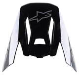 Alpinestars S-M5 Rover vizier, motocross helm accessoire, Black Anthracite Camo Glossy, glanzende zwarte afwerking met grijs ster-logo, aerodynamisch ontwerp met uitsparingen voor luchtstroom