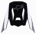 Alpinestars S-M5 Rover vizier, vervangend vizier voor motorcrosshelm, zwart antraciet camo glanzend, met grijs Alpinestars-logo, hoekig ontwerp met camouflage-accenten aan de zijkant, vervangingsonderdeel voor off-road racehelmen