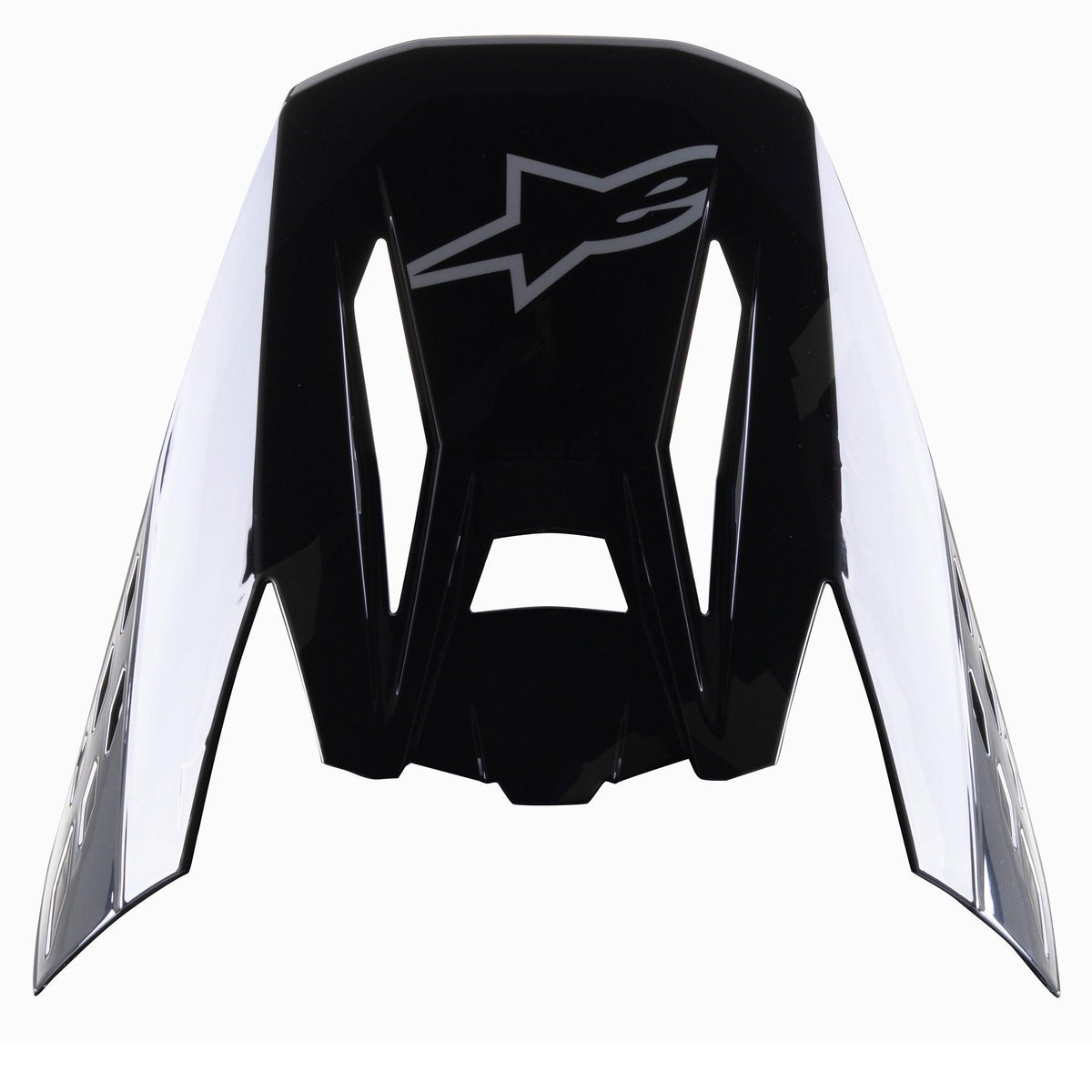 Alpinestars S-M5 Rover vizier, vervangend vizier voor motorcrosshelm, zwart antraciet camo glanzend, met grijs Alpinestars-logo, hoekig ontwerp met camouflage-accenten aan de zijkant, vervangingsonderdeel voor off-road racehelmen