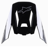 Alpinestars S-M5 Rover vizier, vervangend vizier voor motorcrosshelm, zwart antraciet camo glanzend, met grijs Alpinestars-logo, hoekig ontwerp met camouflage-accenten aan de zijkant, vervangingsonderdeel voor off-road racehelmen