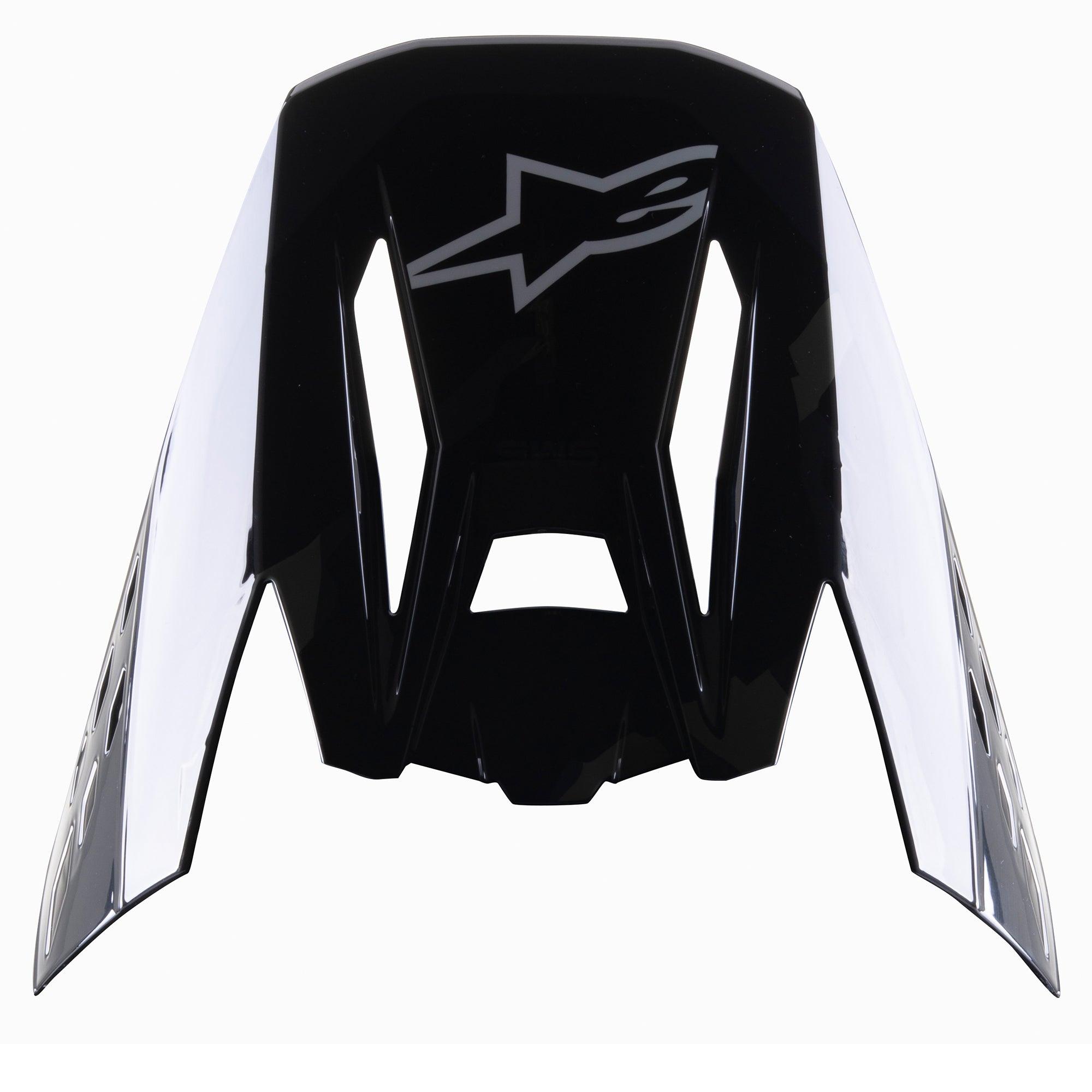 Alpinestars S-M5 Rover vizier, vervangend vizier voor motorcrosshelm, zwart antraciet camo glanzend, met grijs Alpinestars-logo, hoekig ontwerp met camouflage-accenten aan de zijkant, vervangingsonderdeel voor off-road racehelmen
