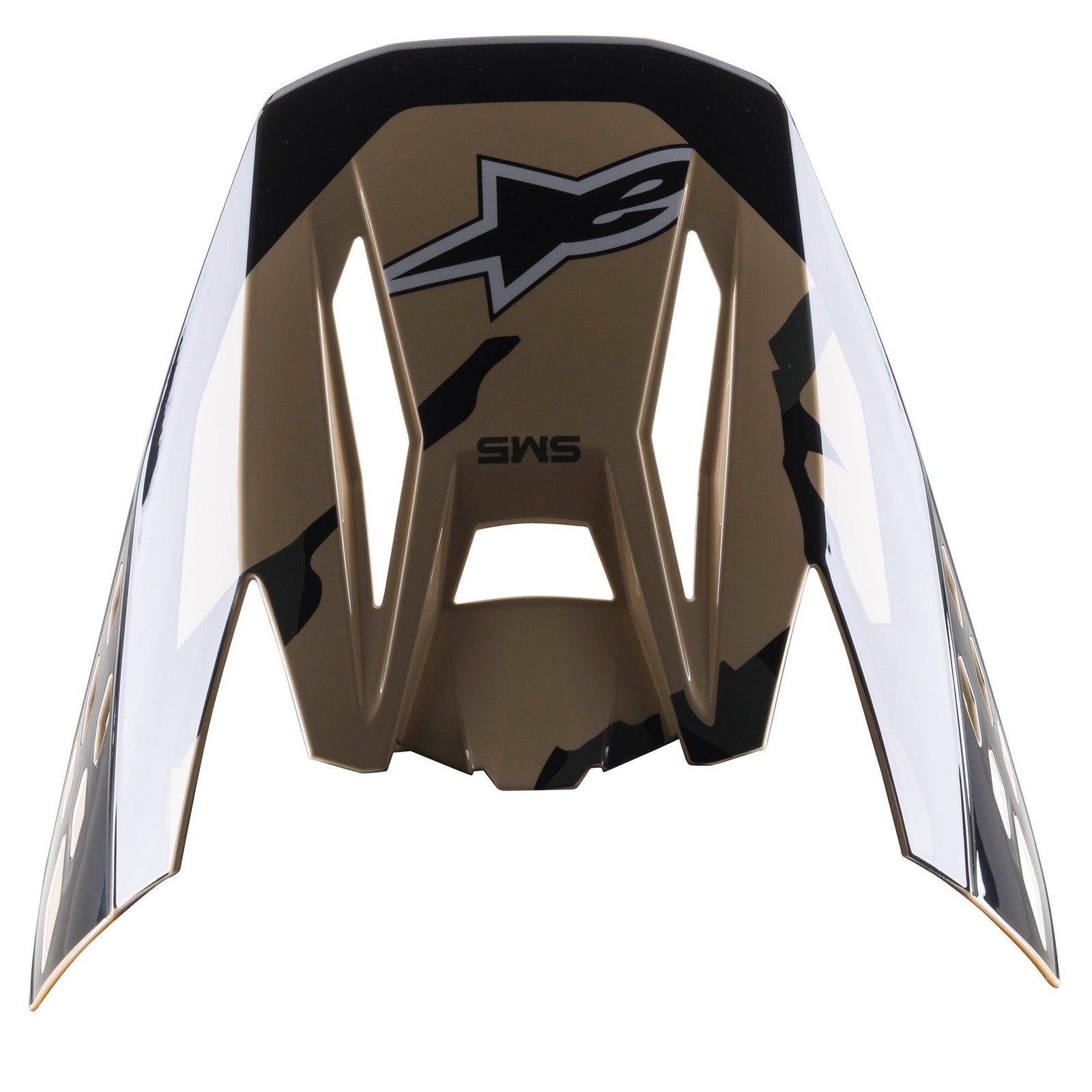 Alpinestars S-M5 Rover Visier, vervangend vizier voor motorcrosshelm, Sand Tangerine Camo Glossy, beige en zwart camouflagepatroon met een hoogglans afwerking, voorzien van het Alpinestars ster-logo en SM5-branding