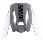 Alpinestars S-M5 Rayon Vizier, vervangende klep voor motorcrosshelm, mat zwart en grijs, voorzien van opvallende zwarte ASTARS-branding op de bovenkant en zijkanten, duurzame kunststof constructie met aerodynamische uitsparingen voor off-road rijden